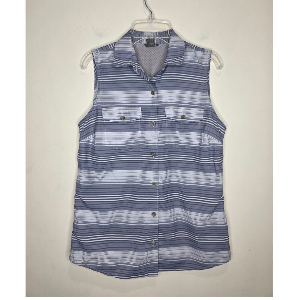 Eddie Bauer blue grey sleeveless button down shirt tank - XS